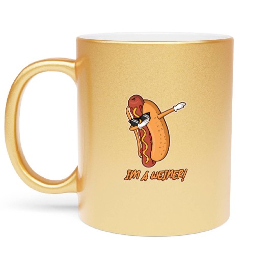 I'm a weiner Funny Dabbing Dance Hotdog Lover Pun Metallic Mugs