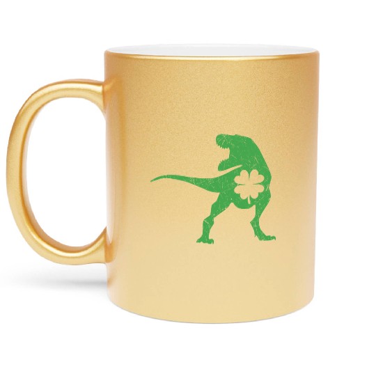 Tyrannosaurus T Rex Dinosaur St Patricks Day Irish Metallic Mugs