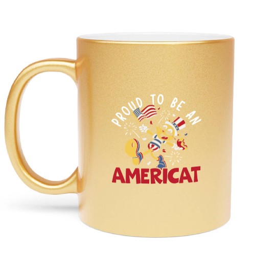 Proud To Be An Ameri-cat America 4th Of July Metallic Mugs