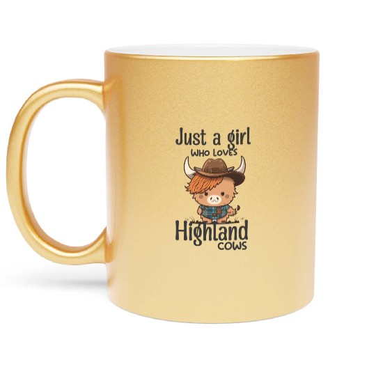 Just a girl who love highland cow funny kids Metallic Mugs