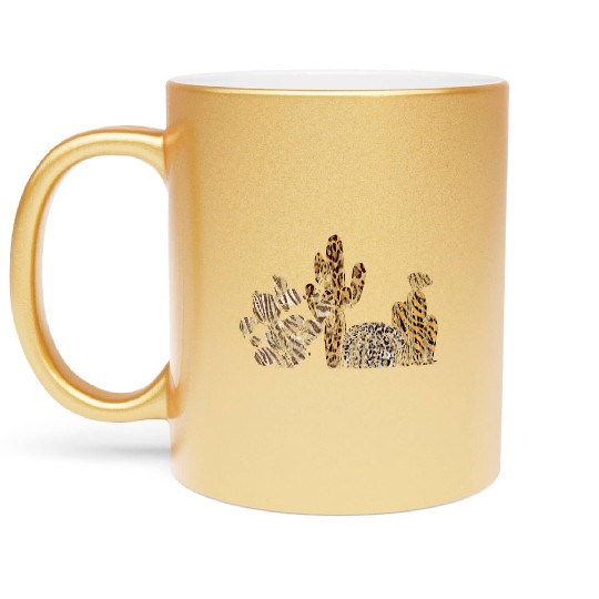 Leopard Cactus Plant Lover Succulents Metallic Mugs