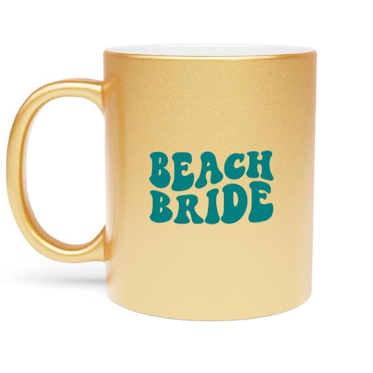 Beach Bride Teal Beach Theme Bachelorette Metallic Mugs