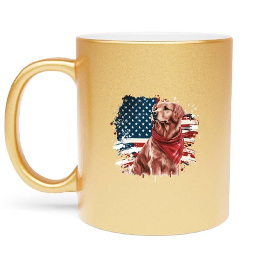 America USA Flag 4th Of July American Dog Lover Metallic Mugs