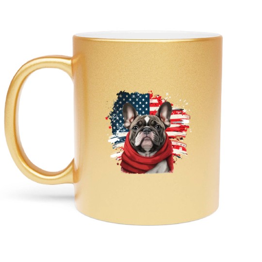 America USA Flag 4th Of July American Dog Lover Metallic Mugs