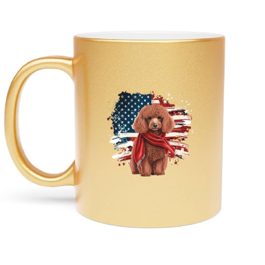 America USA Flag 4th Of July American Dog Lover Metallic Mugs
