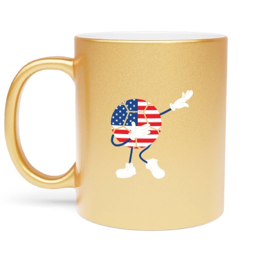 America USA Flag 4th Of July Soccer Player Metallic Mugs
