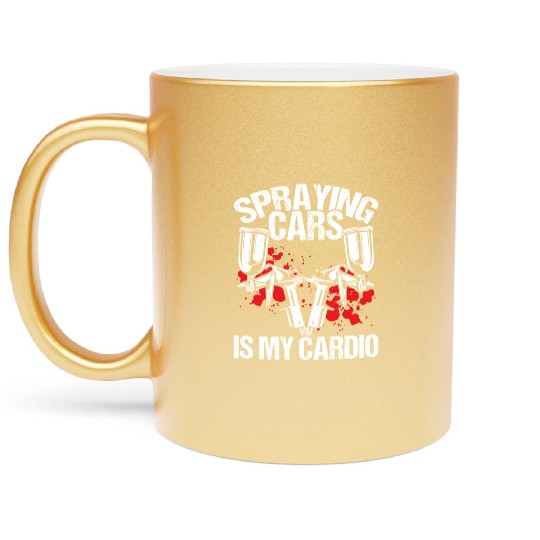 Car Painter Spraying Cards is my Cardio Painting Metallic Mugs