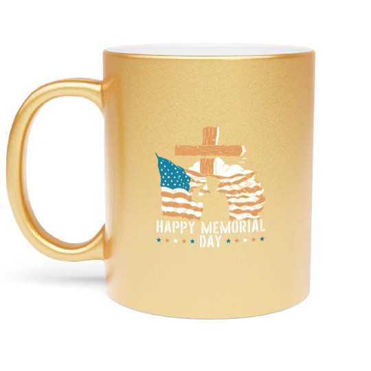 Patriotic Veteran USA Flag American Memorial Day Metallic Mugs