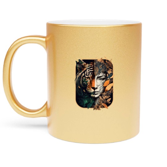 Unleash Your Inner Beast with Half Woman Half Tige Metallic Mugs