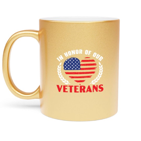 Patriotic Veteran USA Flag American Memorial Day Metallic Mugs