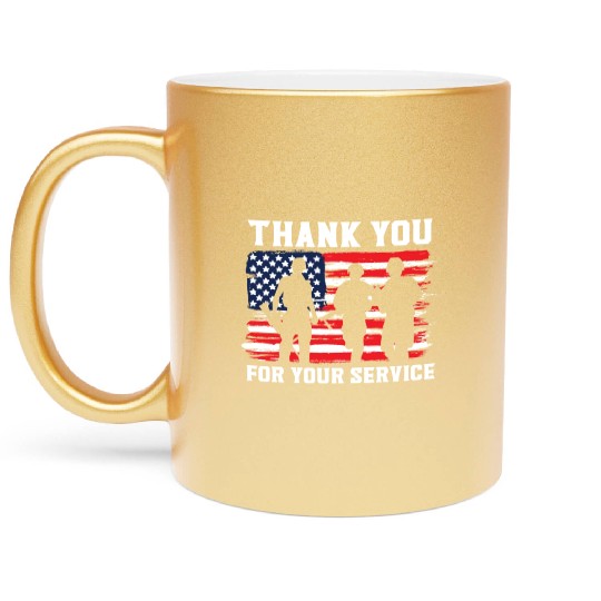 Patriotic Veteran USA Flag American Memorial Day Metallic Mugs