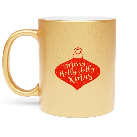 Merry Holly Jolly Xmas Metallic Mugs