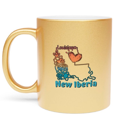 I love my home town New Iberia Louisiana Metallic Mugs