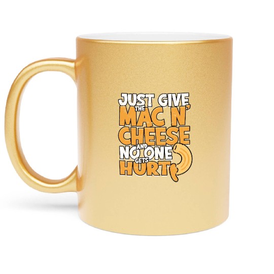 Mac N' Cheese Taster Pasta Food Macaroni Metallic Mugs
