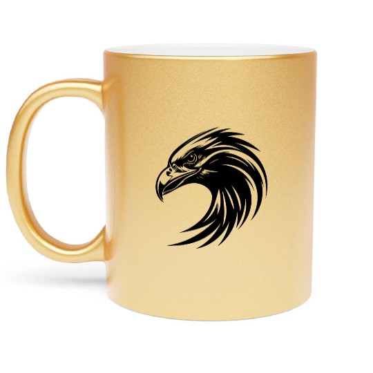 Elegant Tribal Eagle Logo In Tattoo Style Metallic Mugs