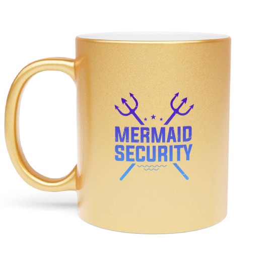 Mermaid Security Funny Metallic Mugs