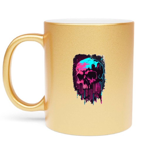 Vaporwave Skull Japanese Edgy Gothic Punk Metallic Mugs