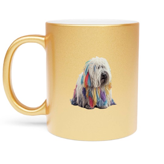 Colorful komondor dog cute doggy Neon breed colore Metallic Mugs