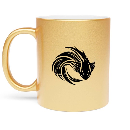 Wild Fighting Fish Tattoo Portrait Metallic Mugs
