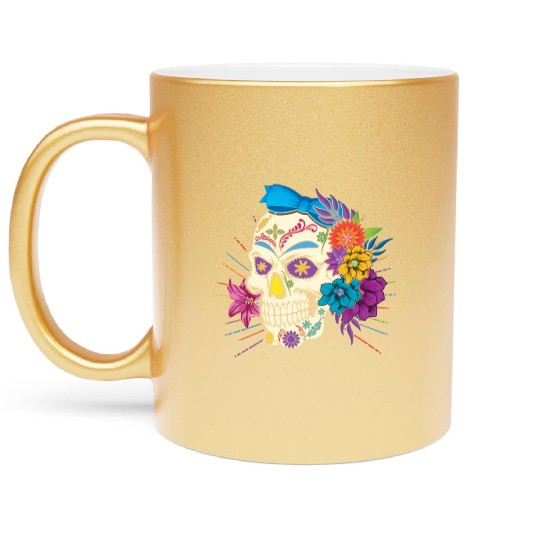 Floral Dia De Los Muertos LGBTQ LGBT Pride Month Metallic Mugs
