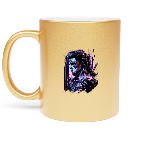 Samurai Warrior Japan Japanese Katana Manga warrio Metallic Mugs