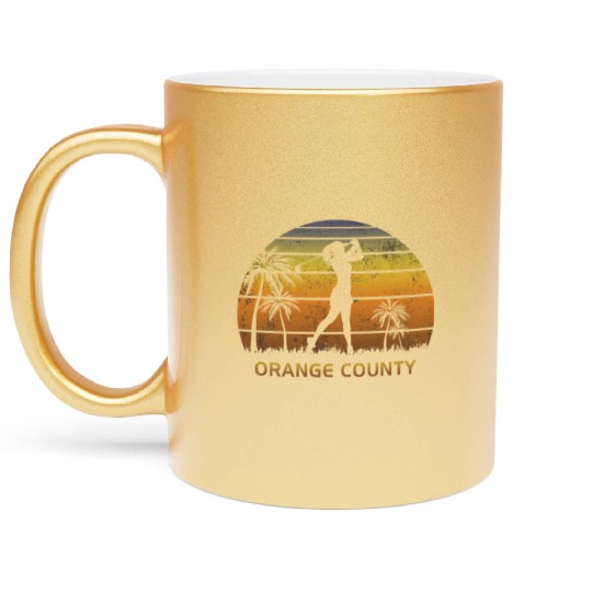 Retro Orange County Women's Golf Golfing Fan Metallic Mugs
