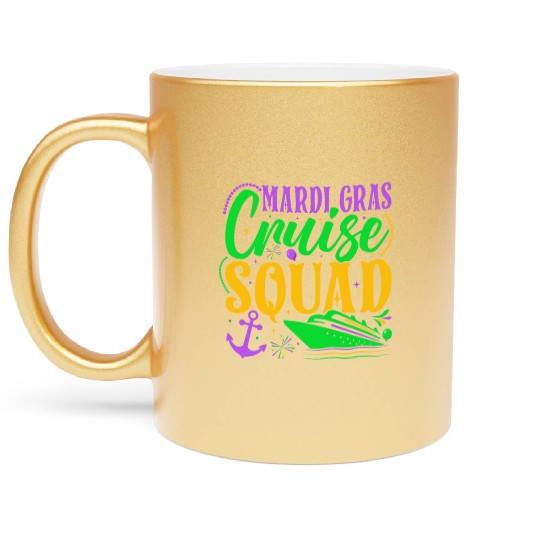 Mardi Gras Family Cruise Squad Vacation Matching F Metallic Mugs