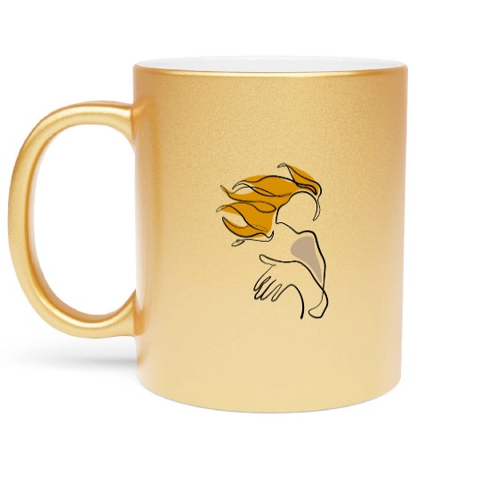 Girl Line Art Metallic Mugs