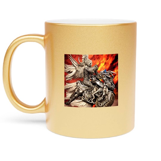 Devil Hellfire Riding Motorcycle Metallic Mugs