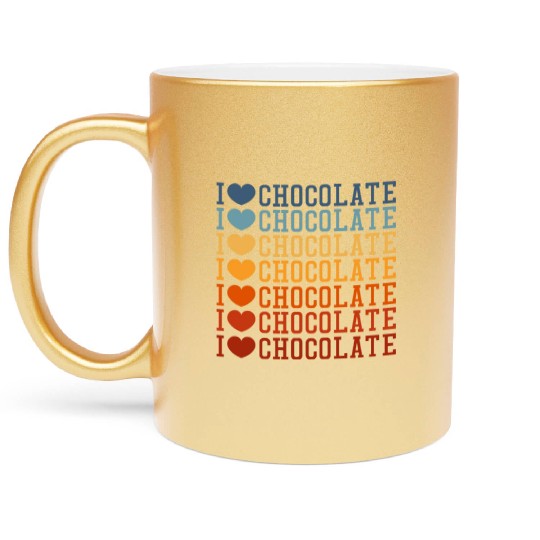 I Love Chocolate Retro Vintage Metallic Mugs