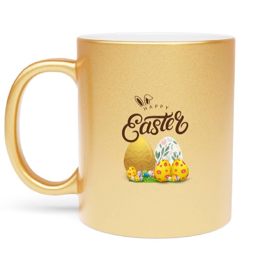 Happy easter sayings egg bunny Metallic Mugs