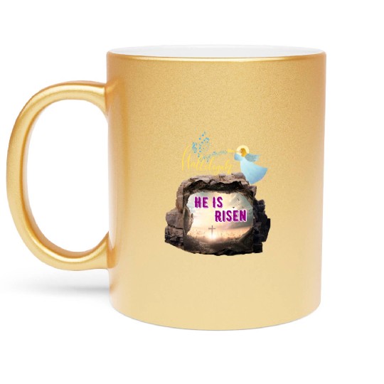 He Is Risen- Hallelujah Metallic Mugs