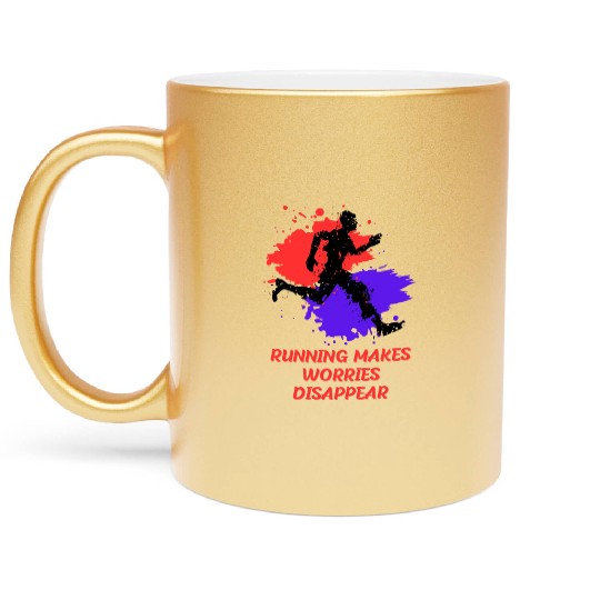 running makes worries disappear Metallic Mugs