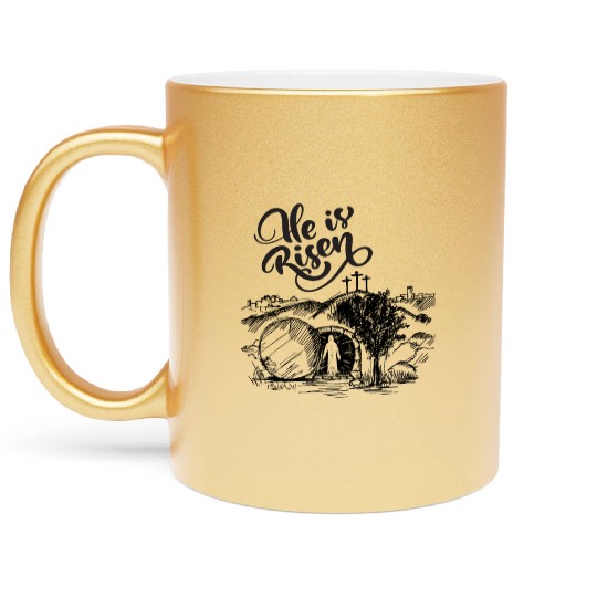 He Is Risen - Black Drawing HD Metallic Mugs