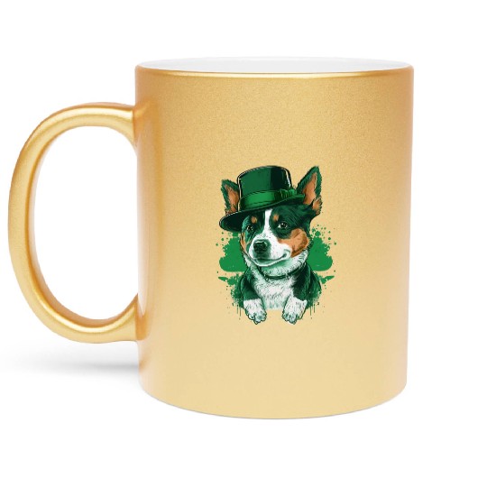 Lucky Pup St. Patricks Day for Dog Lovers. Metallic Mugs