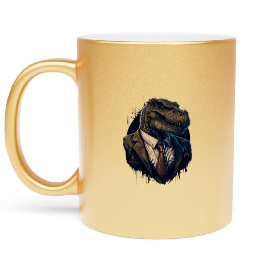 T-Rex crime boss Metallic Mugs