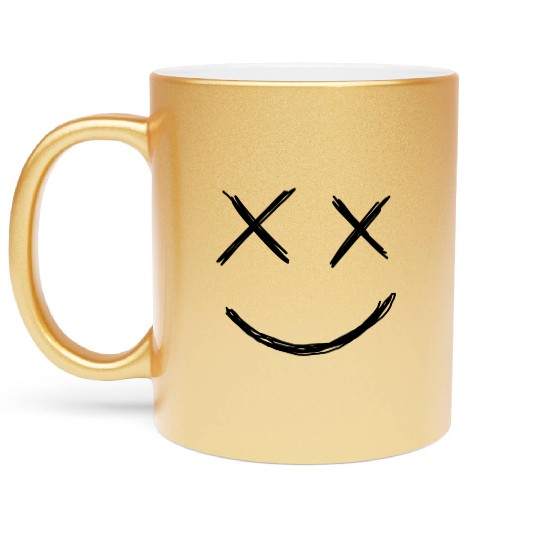 Acid House Smile Face Sticker X X Metallic Mugs