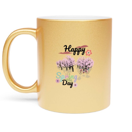 Seasons Greetings for Spring, Happy Spring Graphic Metallic Mugs
