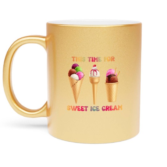 Sweet Gift For Lovers National Ice Cream Day. Metallic Mugs