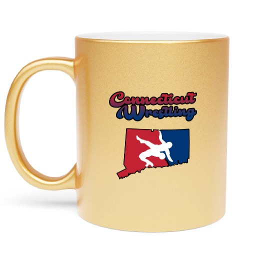 Connecticut Wrestling Metallic Mugs