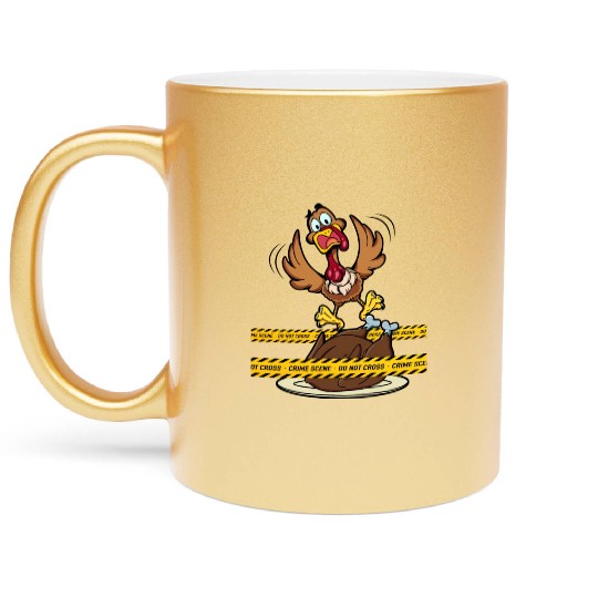 Crime Scene Do Not Cross Thanksgiving Turkey Metallic Mugs