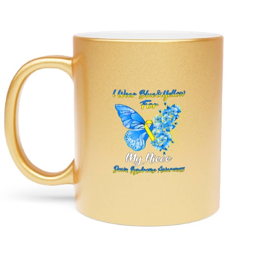 Kids I Wear Blue Yellow For My Niece Down Syndrom Metallic Mugs