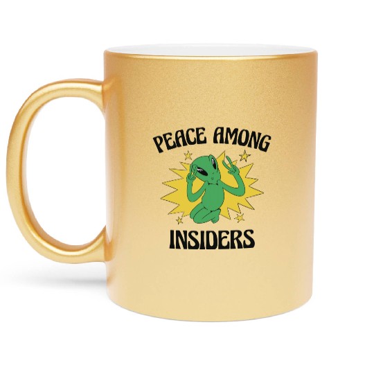 Area 51 Peace Alien Head Martian Space Outsider Metallic Mugs