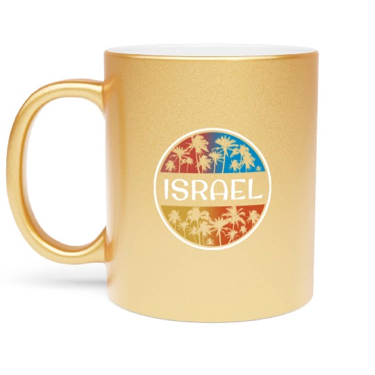 Israel Stylish Vacation Souvenir Palm Tree Metallic Mugs