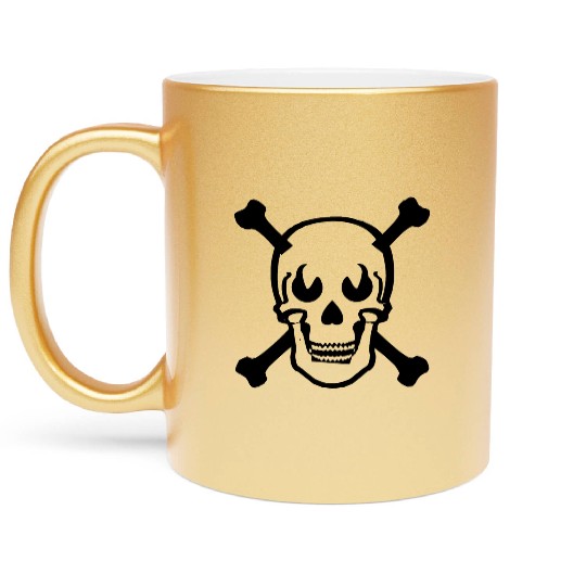 Skull and crossbones design Black Metallic Mugs