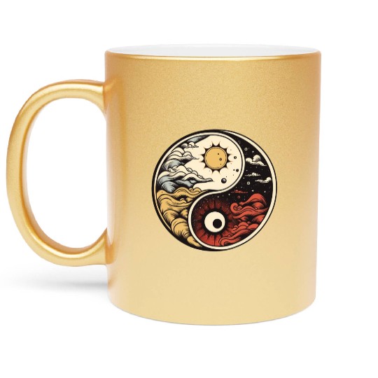 Sun and moon yin yang Metallic Mugs