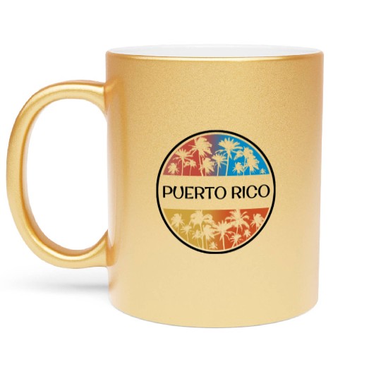 Puerto Rico Palm Tree Stylish Vacation Souvenir Metallic Mugs