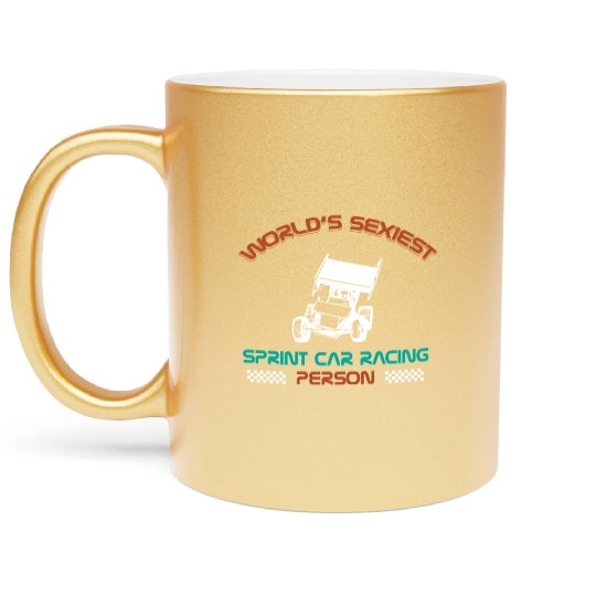 Sprint Car Racing, sprint car, dirt track racers Metallic Mugs