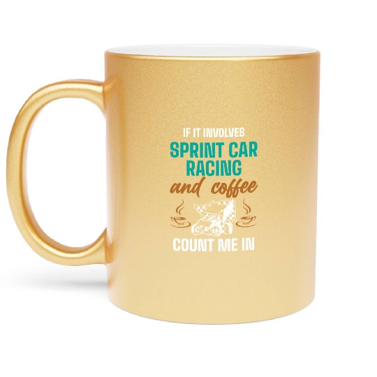 Sprint Car Racing, sprint car, dirt track racers Metallic Mugs