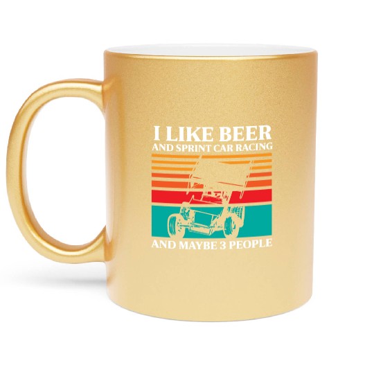 Sprint Car Racing, sprint car, dirt track racers Metallic Mugs